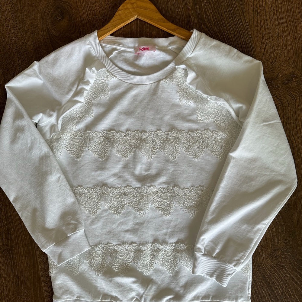 Elegant White Lace Sweatshirt By Blugirl Folies - Size M